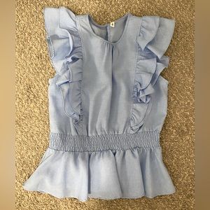 Chambray Ruffle Peplum Top
